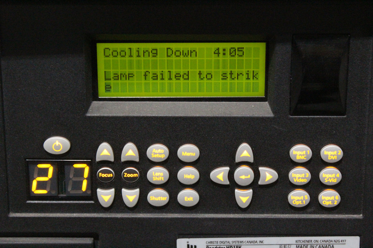 Christie Roadster HD18K 1080 HD 18000 LUMEN 3-Chip DLP Digital Projector (Powers ON - Lamp Failed To Strike)