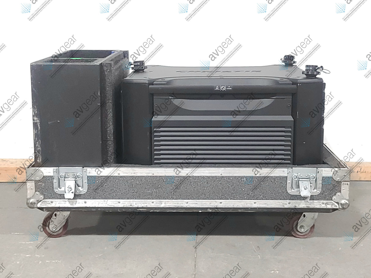 Christie Roadster HD20K-J 20,000 Lumen HD 0.95" DLP x 3 Large Venue Projector (914 Hours) w/ (4) Clamps, Hardware & Remote in Wheeled Road Case