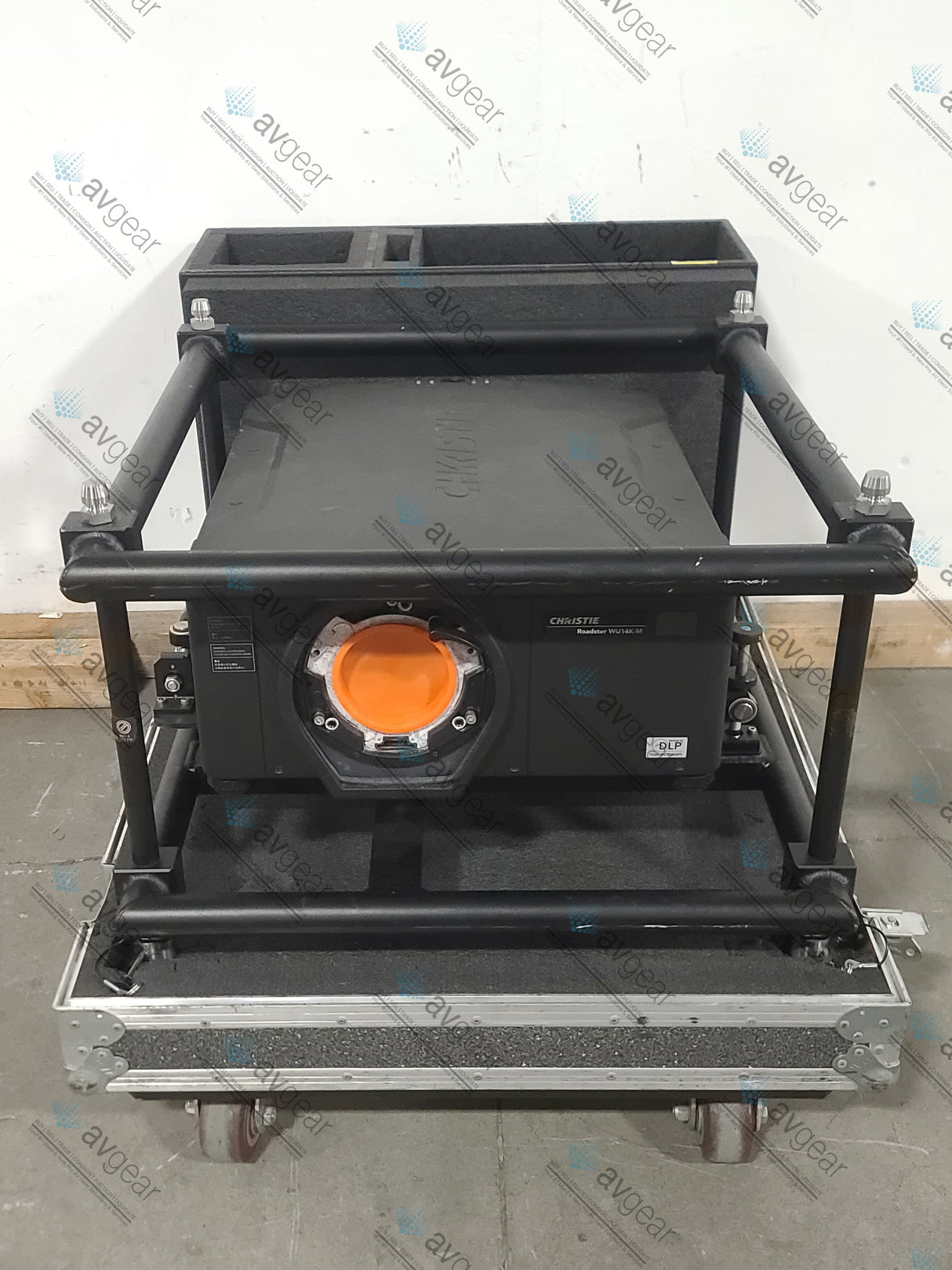 Christie Roadster WU14K-M 12,500 Lumens WUXGA DLP x 3 Large Venue Projector (877 & 862 Hours) w/ Remote (2) Extra Lamps & Wheeled Road Case