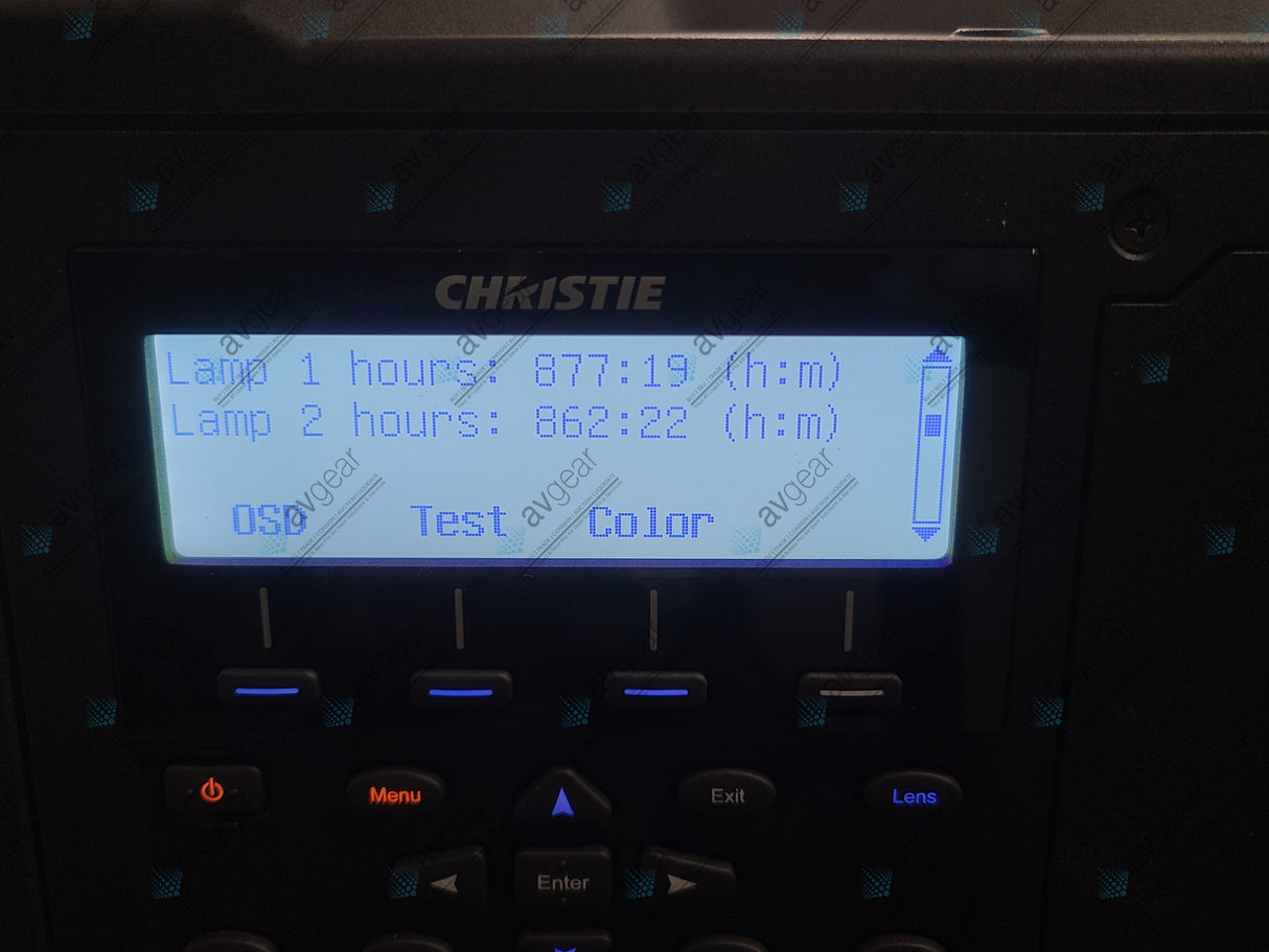 Christie Roadster WU14K-M 12,500 Lumens WUXGA DLP x 3 Large Venue Projector (877 & 862 Hours) w/ Remote (2) Extra Lamps & Wheeled Road Case