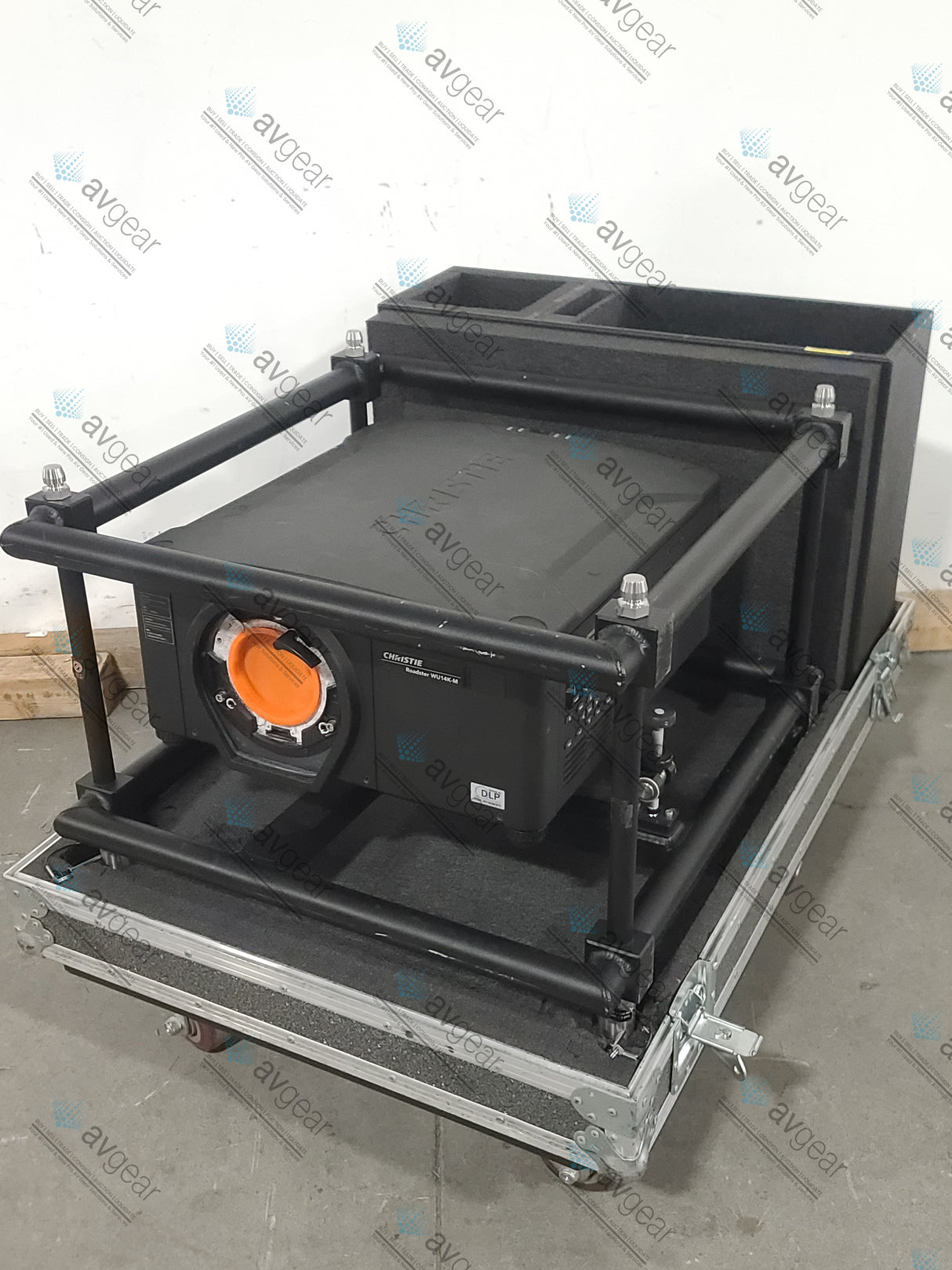 Christie Roadster WU14K-M 12,500 Lumens WUXGA DLP x 3 Large Venue Projector (877 & 862 Hours) w/ Remote (2) Extra Lamps & Wheeled Road Case