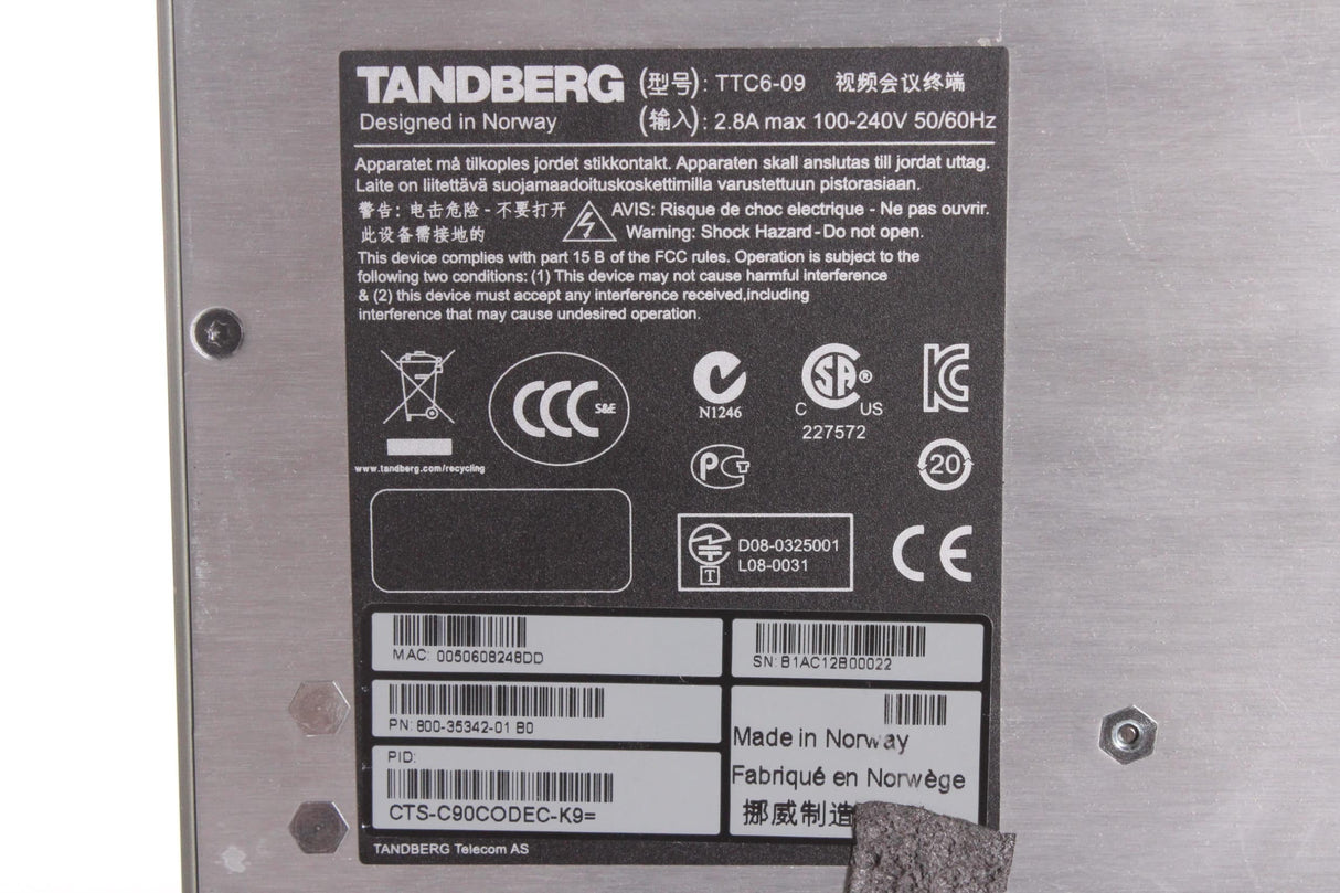 Cisco CTS-C90CODEC-K9 C90 TelePresence Codec 90 System