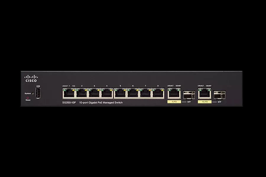 Cisco SG350-10P 10-Port Gigabit PoE Network Switch