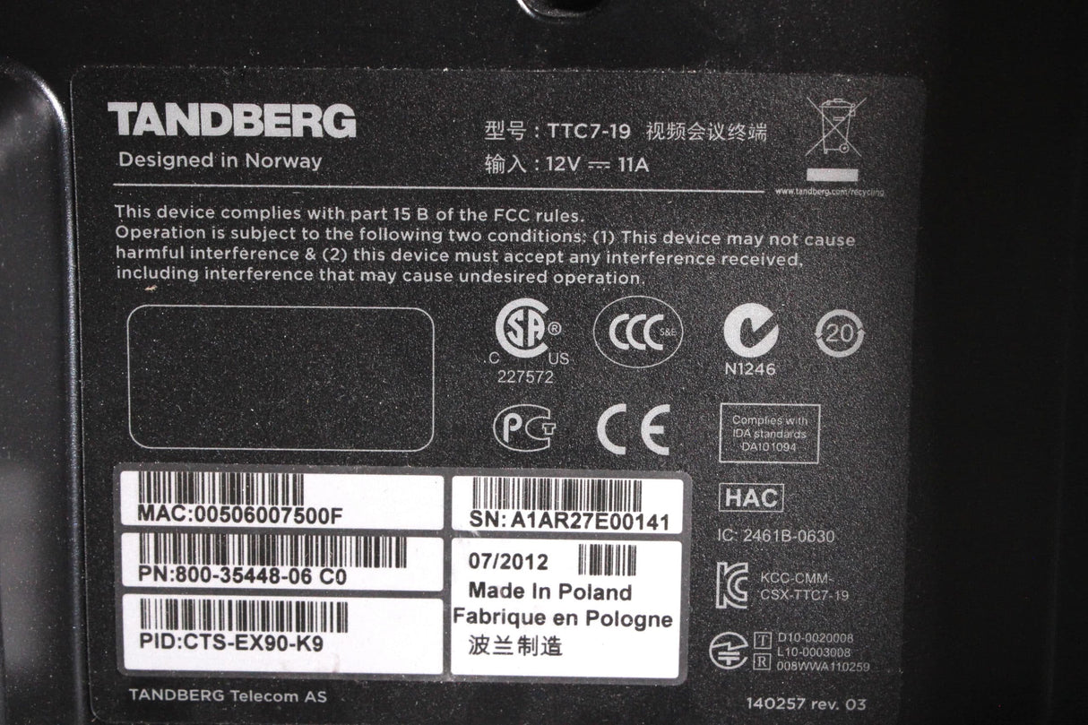 Cisco TTC7-19 EX90 Video Conferencing Monitor