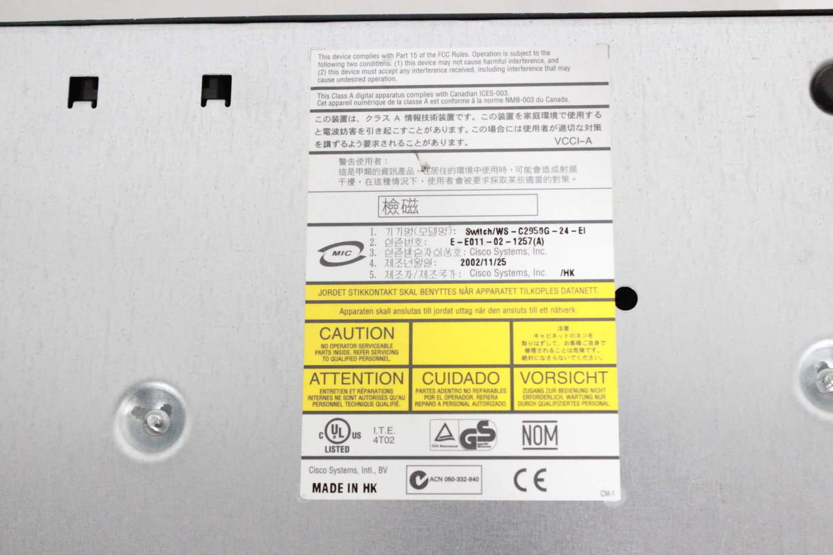 Cisco WS-C2950G-24-E Catalyst Switch, 24-Port Ethernet Switcher