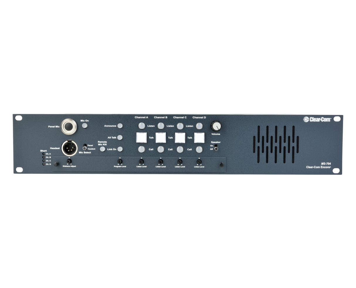 Clear-Com MS-704 2RU 4-Channel Main Station w/ Gooseneck Microphone