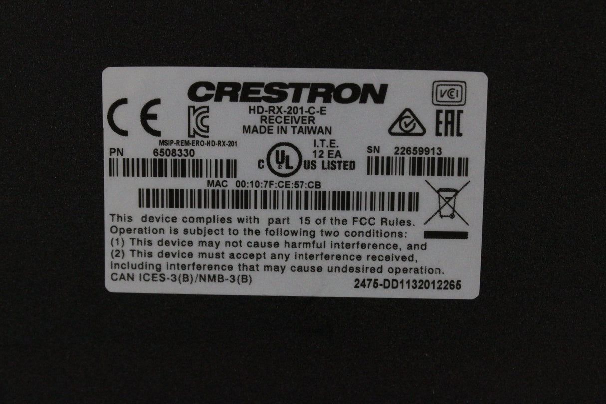 Crestron HD-RX-201-C-E HDMI Over CAT Multiformat Switch and Receiver