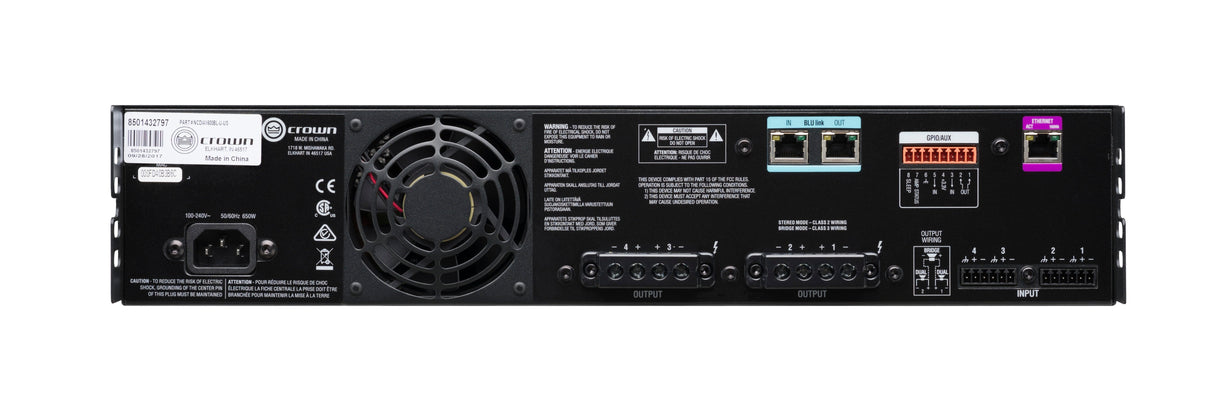 Crown CDI4X600BL Analog input, 4 channel, 600W per output channel