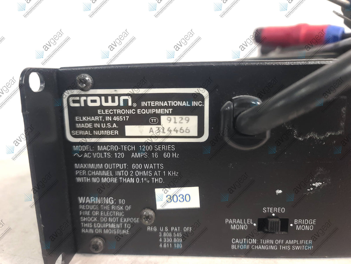 Crown Macro-Tech 1200 Stereo Power Amplifier