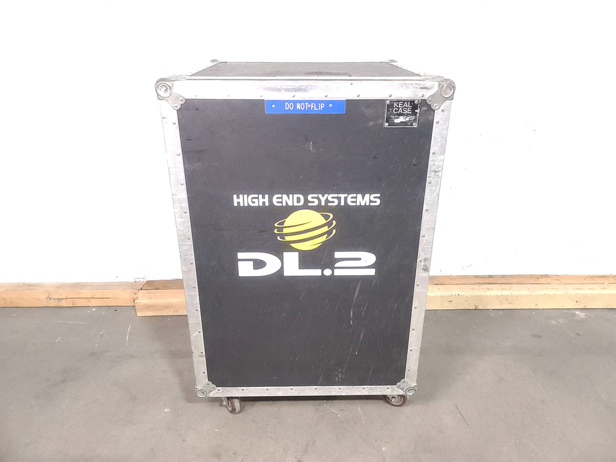 DL.2 Digital Light Moving Head Light w/ Mounting Brackets (DISPLAY ISSUES) in Wheeled Road Case