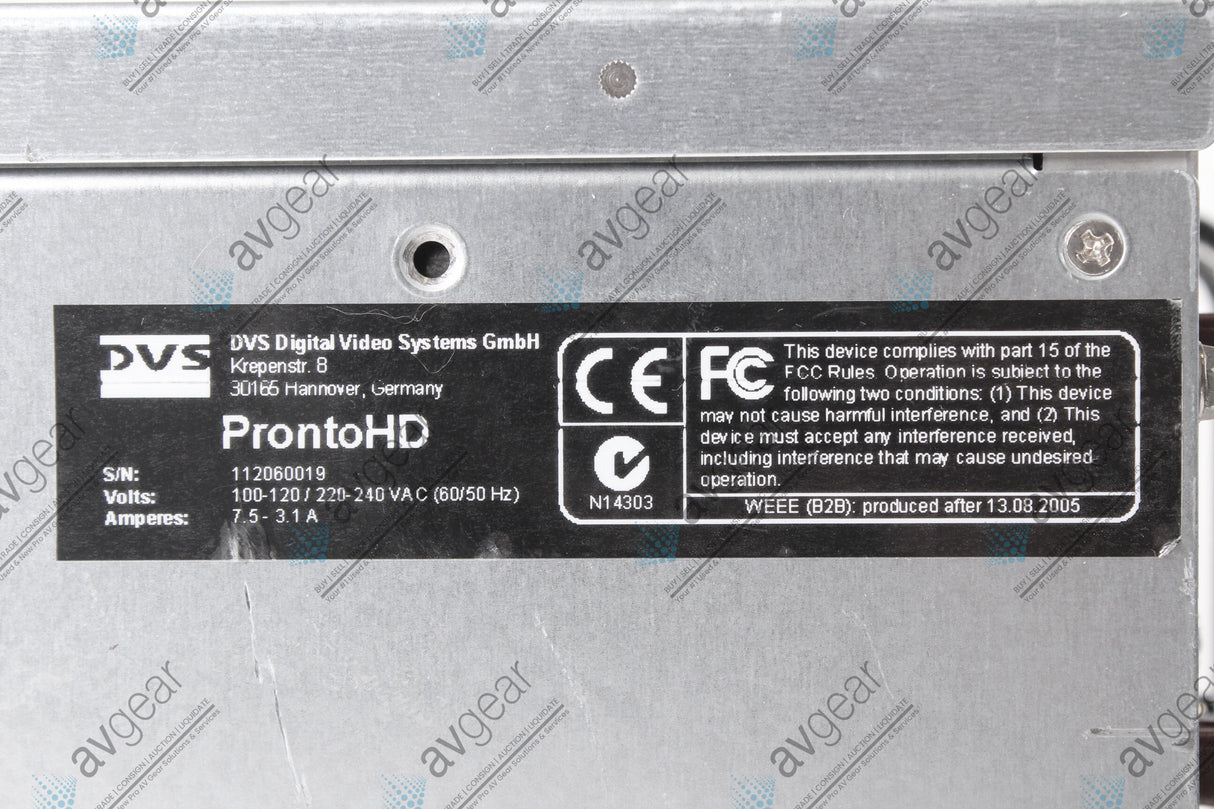 DVS ProntoHD Video System (FOR PARTS)