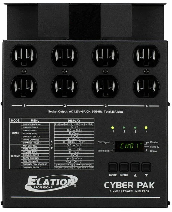 Elation Cyber Pak 4-Channel Dimmer/Chase/MIDI Relay Pack