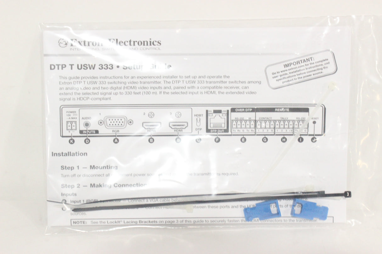 Extron DTP T USW 333 Three Input Switcher w/ Integrated Long Distance DTP Transmitter and Audio Embedding ( C1394-588-1) (In Original Box)