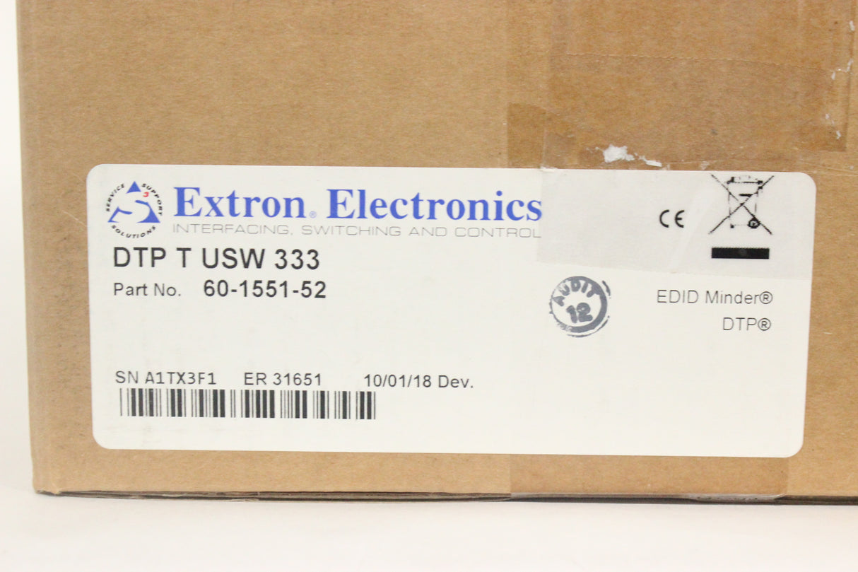 Extron DTP T USW 333 Three Input Switcher w/ Integrated Long Distance DTP Transmitter and Audio Embedding ( C1394-588-1) (In Original Box)