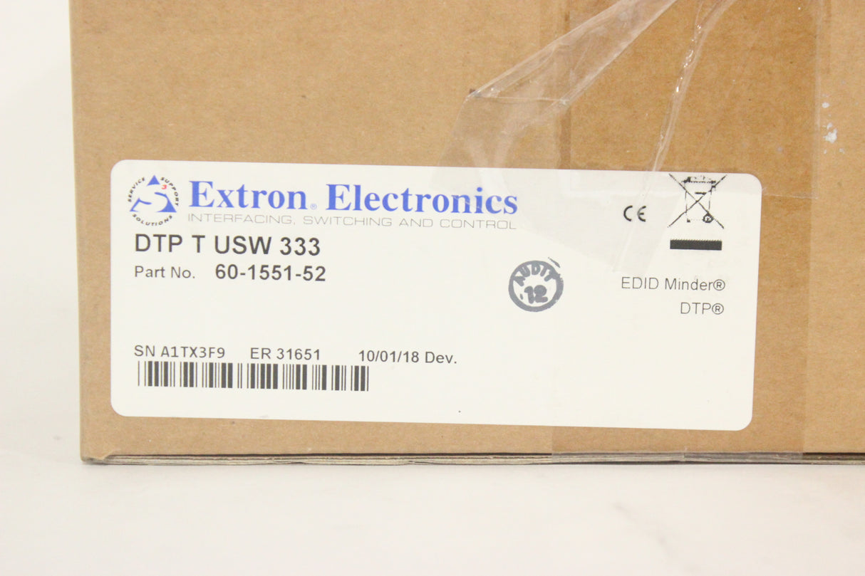 Extron DTP T USW 333 Three Input Switcher w/ Integrated Long Distance DTP Transmitter and Audio Embedding (C1394-588-2) (In Original Box)