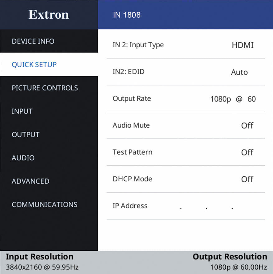 Extron IN1808 Seamless 4k Scaling Presentation Switcher