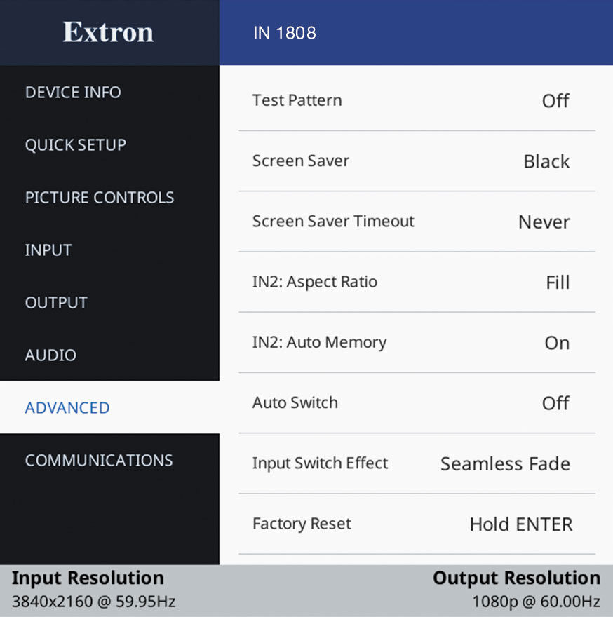 Extron IN1808 Seamless 4k Scaling Presentation Switcher
