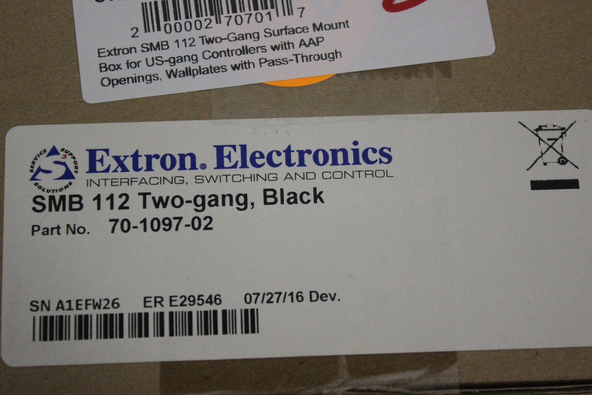 Extron SMB 112 Two-Gang Surface Mount Box for US-gang Controllers with AAP Openings, Wallplates with Pass-Through Connectors & AAP Adapter Plates