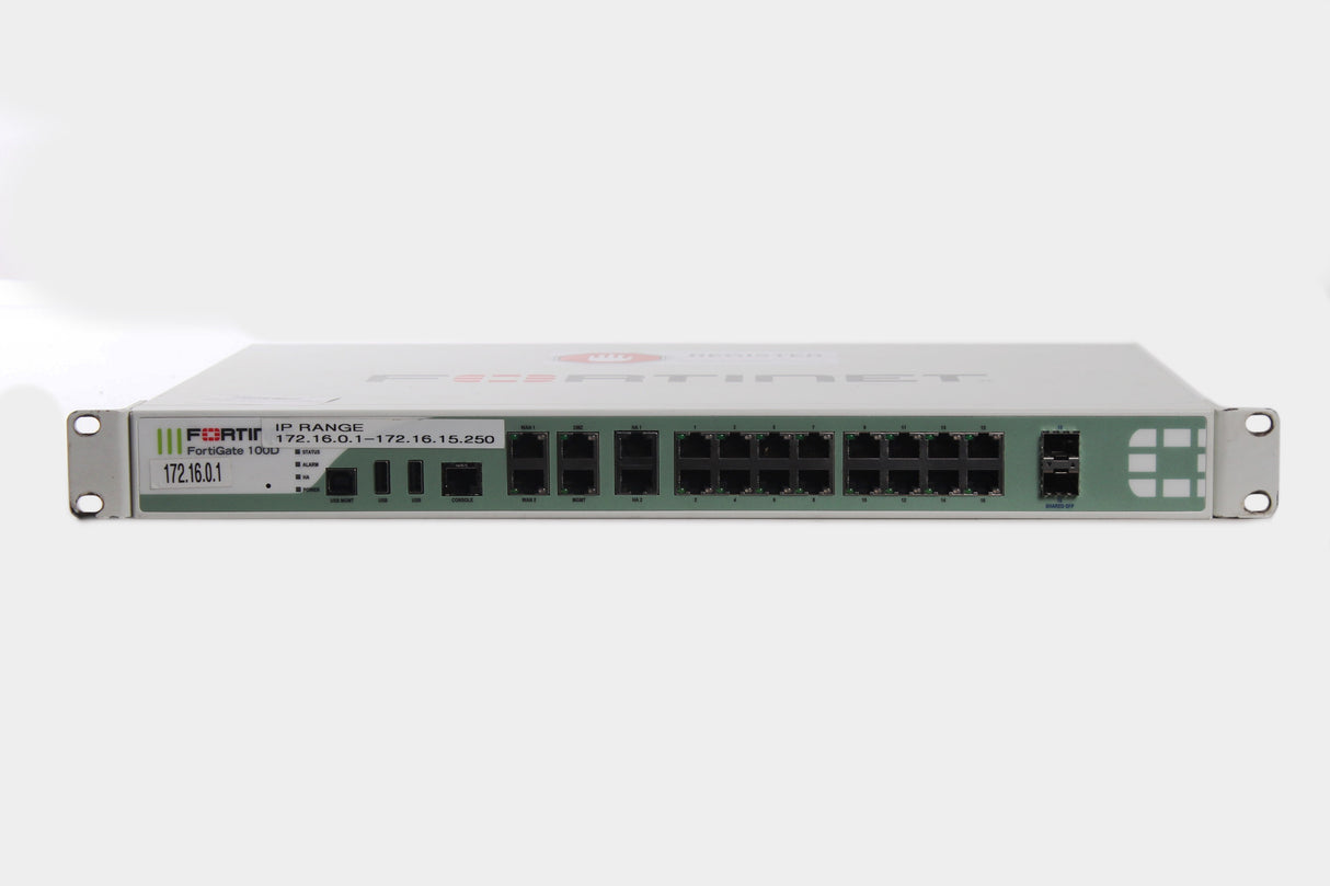FORTINET FG-100D Security Firewall Appliance VPN 16 Port Gigabit Ethernet 2x SFP 2x WAN 2x HA (FOR PARTS)