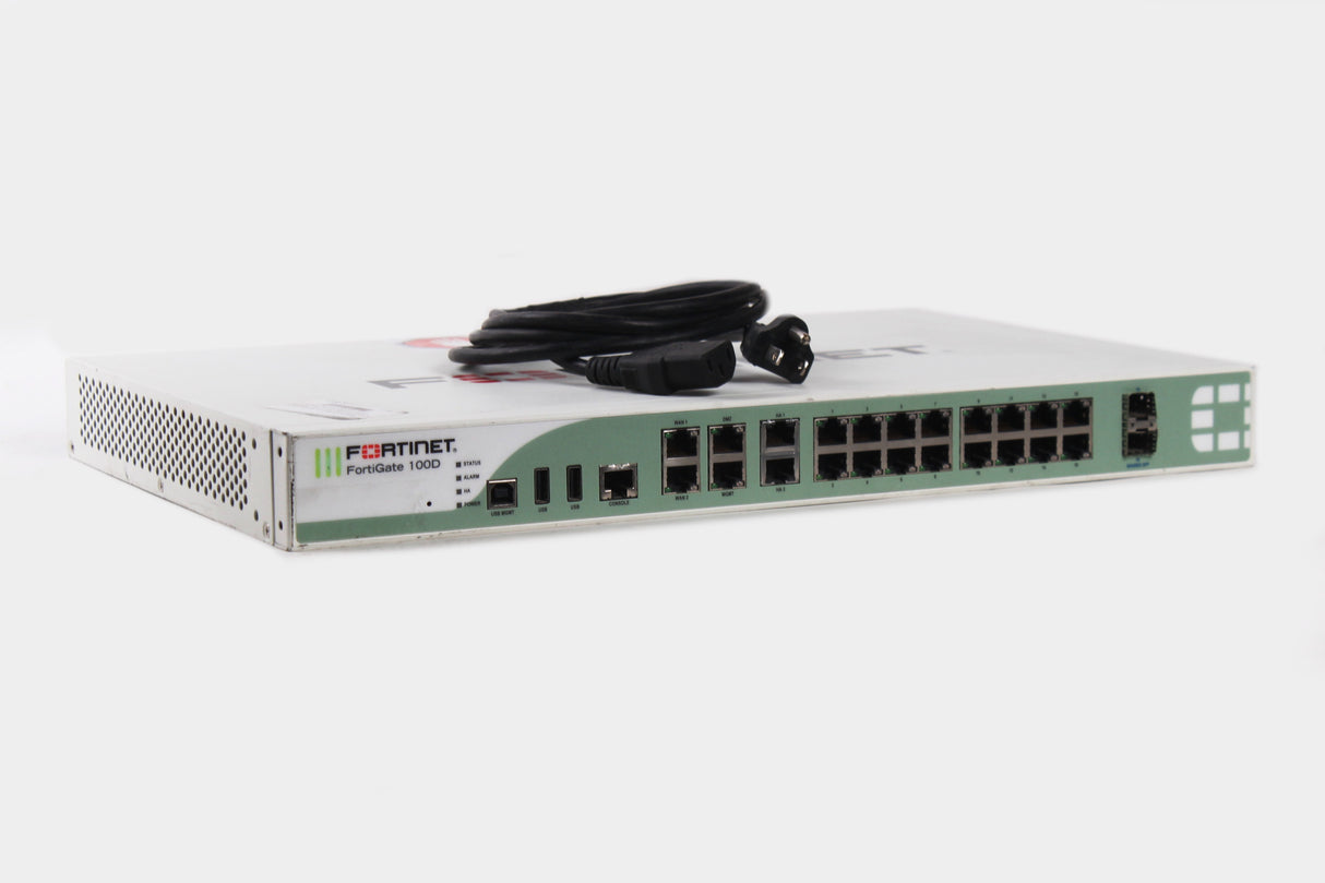 FORTINET FG-100D Security Firewall Appliance VPN 16 Port Gigabit Ethernet 2x SFP 2x WAN 2x HA (Missing brackets) (FOR PARTS)