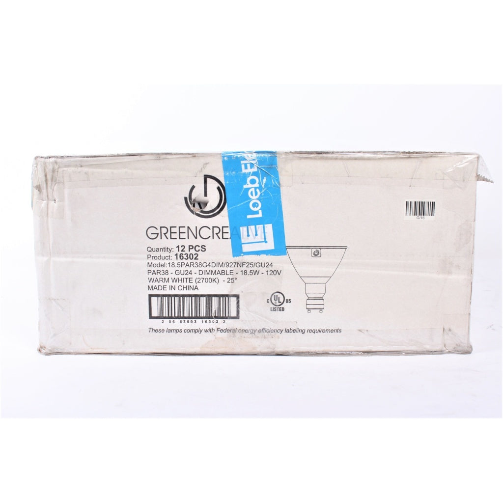 Green Creative PAR38-GU24 LED PAR38-GU24-18.5W-2700K-25° Bulb w/ TWIST Connector