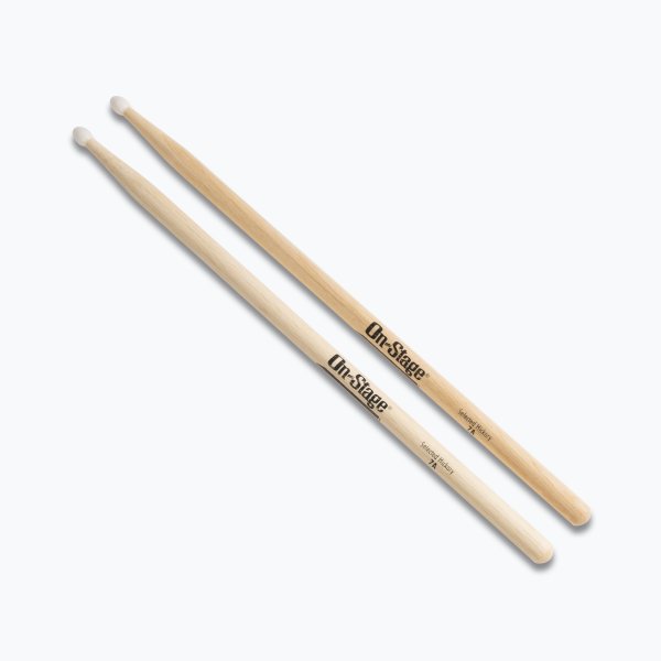 (NEW) On-Stage HN7A Hickory Drum Sticks (7A, Nylon Tip, 12pr)