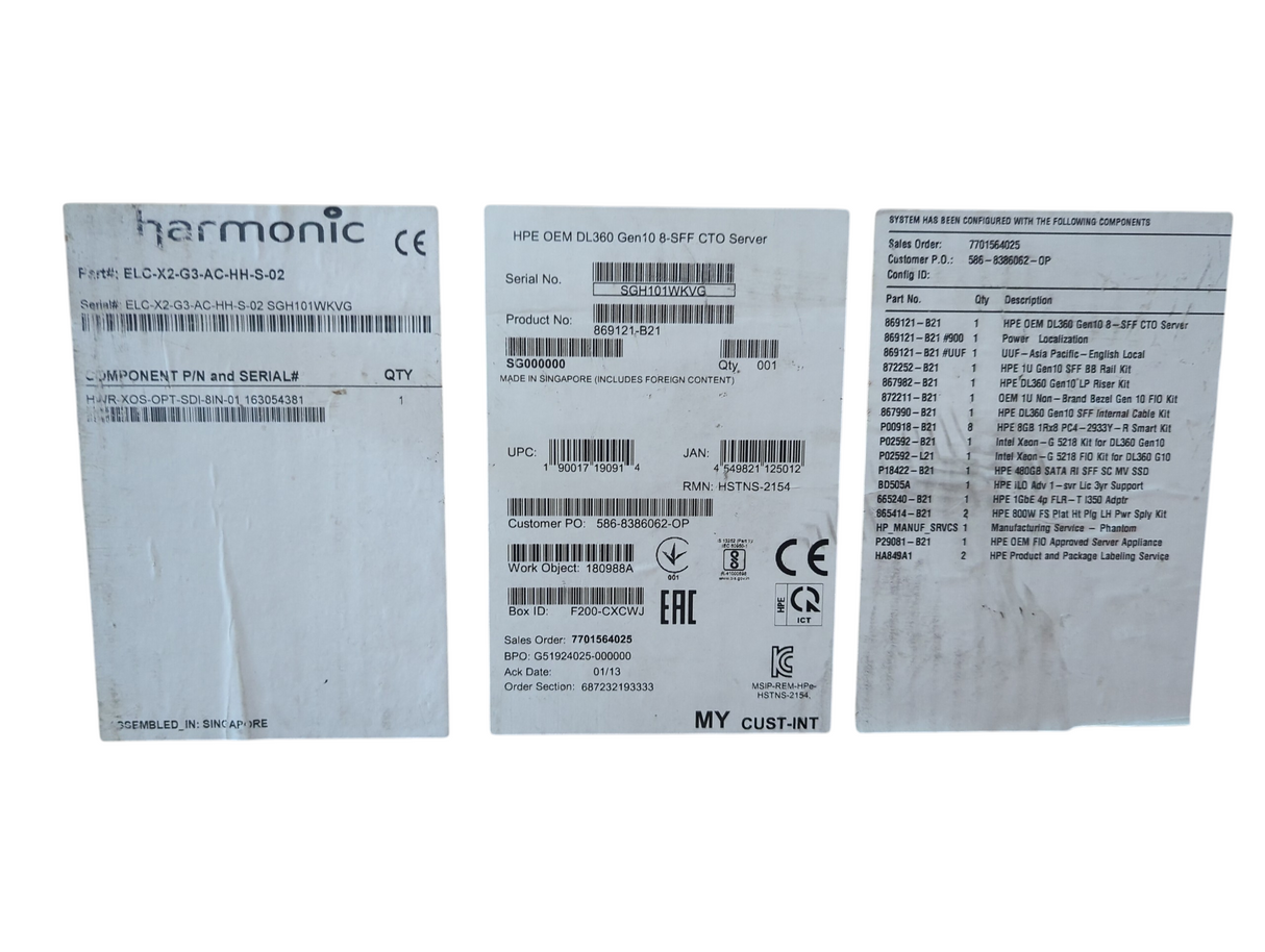 Harmonic ELC-X2-G3-AC-HH-S-02 Server (Open Box)