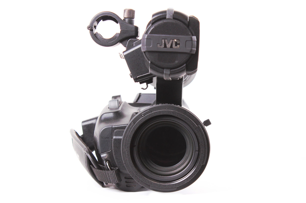 JVC GY-HM600U HD Memory Card Camera and Fujinon 23x Optical Zoom Lens w/ PSU & Battery & External Shotgun Mic w/ Windscreen