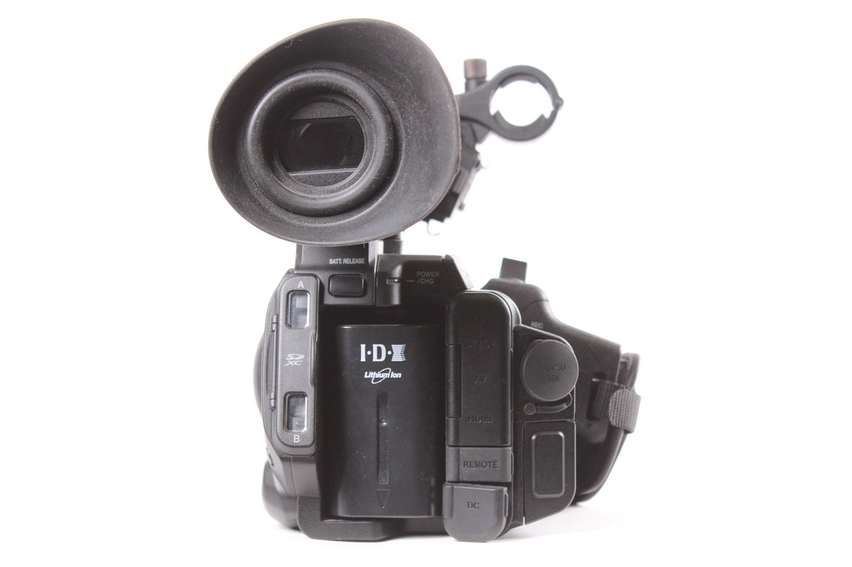 JVC GY-HM600U HD Memory Card Camera and Fujinon 23x Optical Zoom Lens w/ PSU & Battery & External Shotgun Mic w/ Windscreen