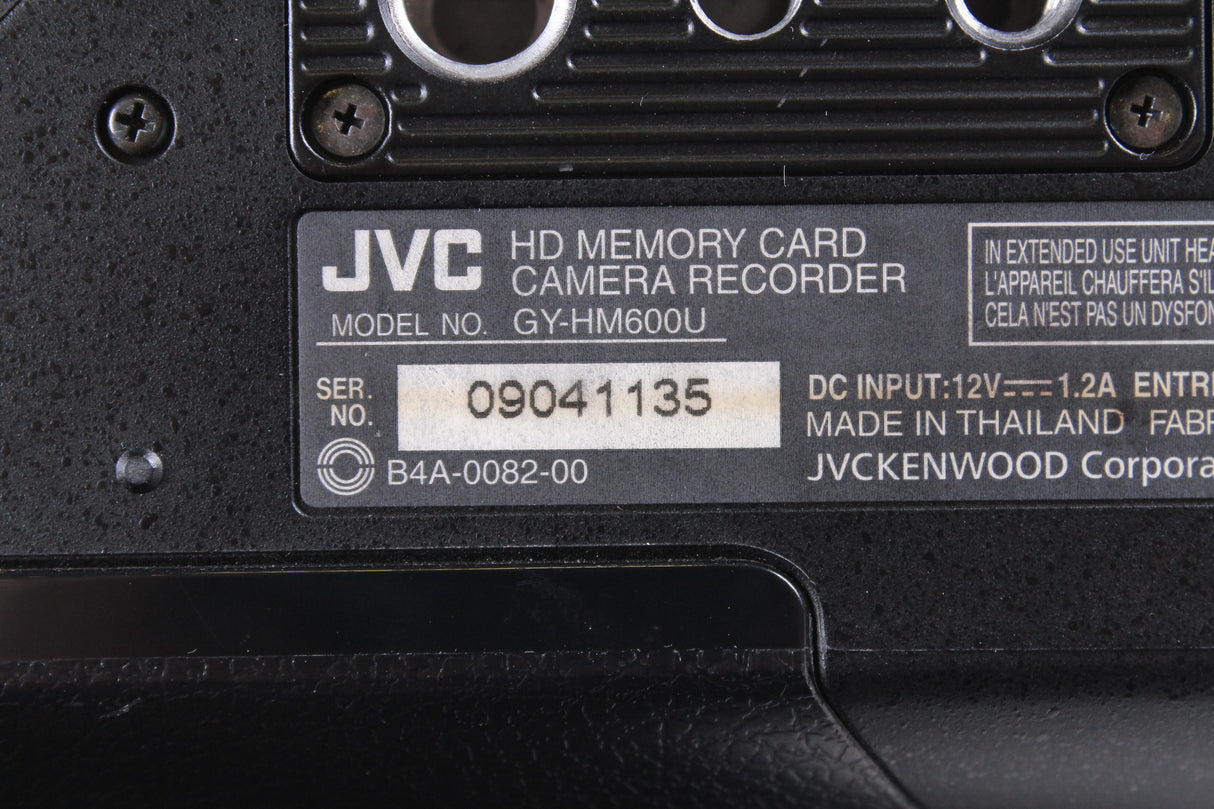 JVC GY-HM600U HD Memory Card Camera and Fujinon 23x Optical Zoom Lens w/ PSU & Battery & External Shotgun Mic w/ Windscreen