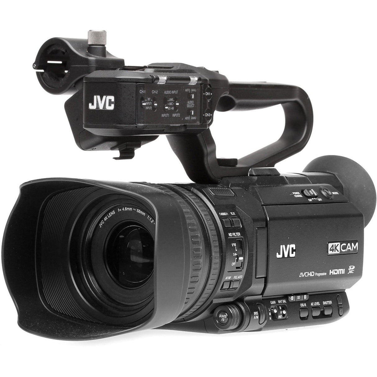 JVC Professional GY-HM170U 4KCAM Compact Handheld Camcorder w/Integrated 12x Lens
