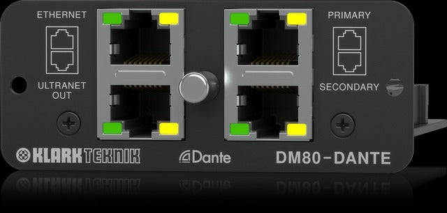Klark Teknik KT-DM80-DANTE Dante Expansion Module w/ 16 x 32 Channels, Additional ULTRANET Audio Networking and Ethernet Connectivity