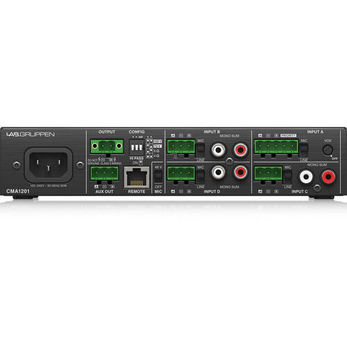 Lab.Gruppen CMA1201 120W Commercial Mixer Amplifier w/ 4 Inputs and Energy Star Certification