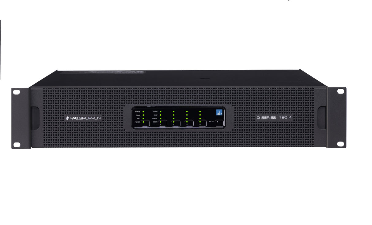 Lab.Gruppen D 120:4L 12,000W Amplifier w/ 4 Flexible Output-Channels, Lake Digital Signal Processing and Digital Audio Networking for Installation Applications