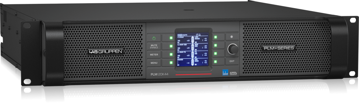 Lab Gruppen PLM 20K44 BP_002 20,000W Amplifier with 4 Flexible Output-Channels on Binding Post Connectors, Lake Digital Signal Processing and Digital Audio Networking for Touring Applications