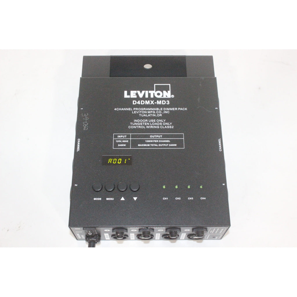 Leviton D4DMX-MD3 4-Channel Programmable Dimmer Pack