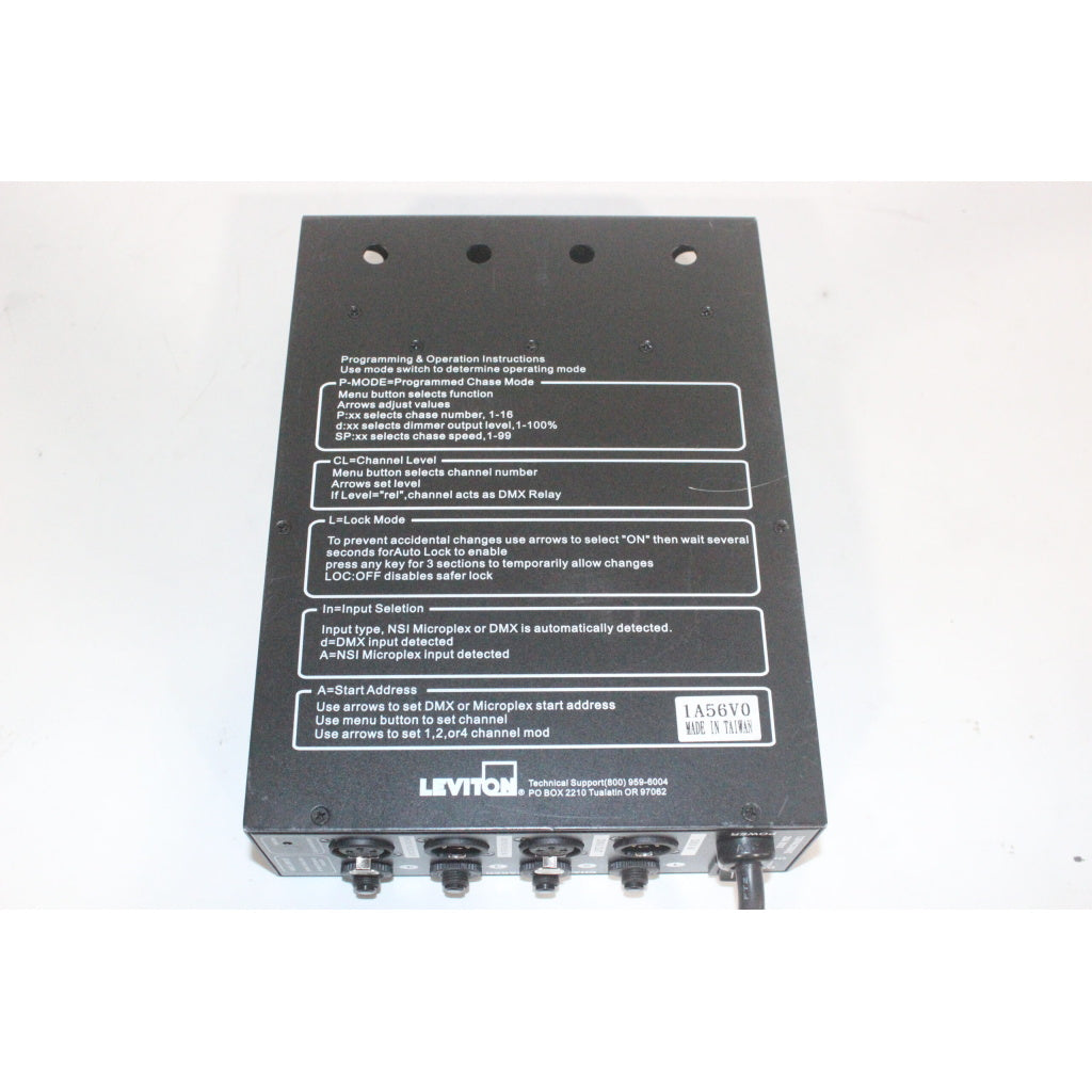 Leviton D4DMX-MD3 4-Channel Programmable Dimmer Pack