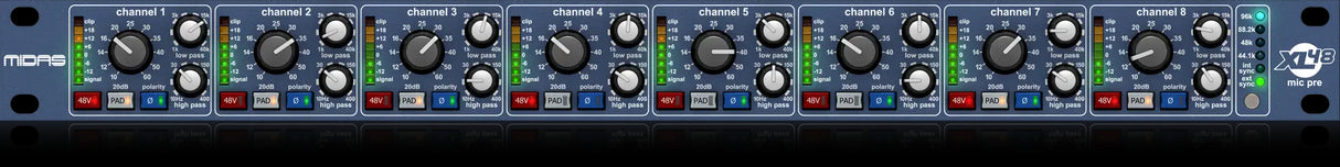 MIDAS XL48 8-Channel DIGI-LOG Microphone Preamplifier w/ 96 kHz Converters and ADAT Outputs