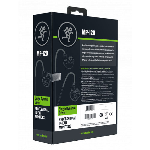 Mackie MCK-2052041-00 MP-120 BTA Single Dynamic Driver Professional In-Ear Monitors with Bluetooth(R) Adapter