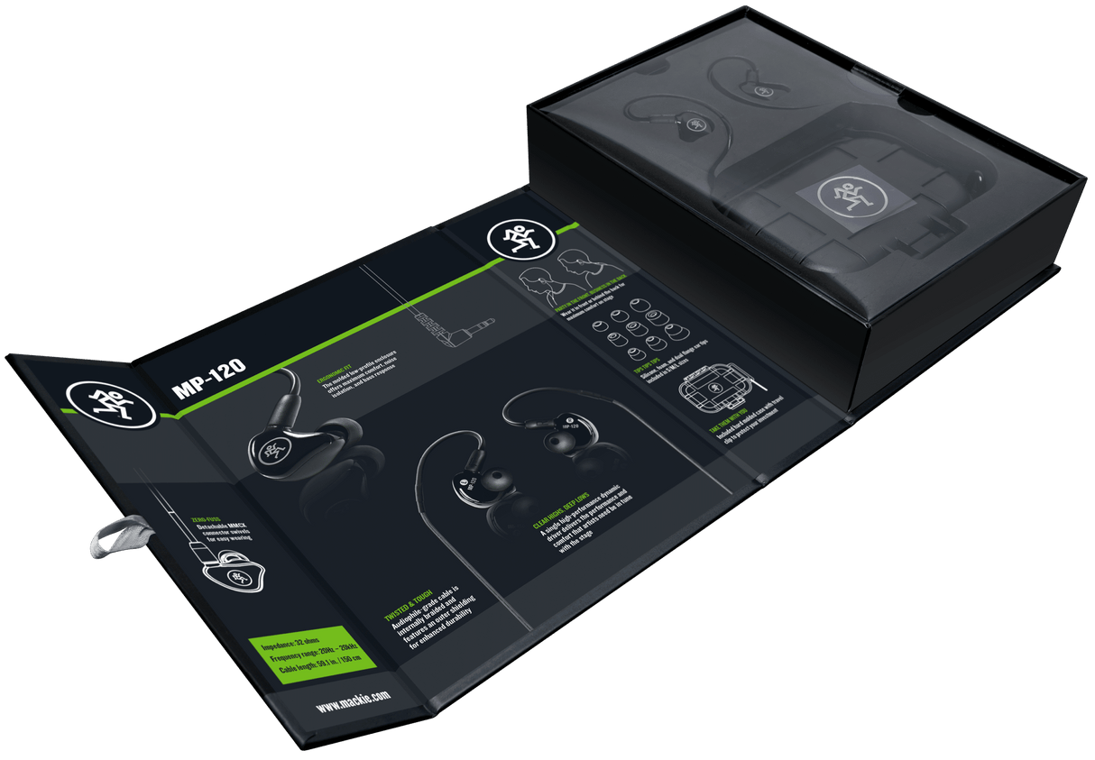 Mackie MCK-2052041-00 MP-120 BTA Single Dynamic Driver Professional In-Ear Monitors with Bluetooth(R) Adapter