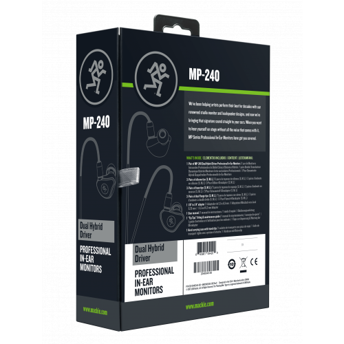 Mackie MCK-2052043-00 MP-240 BTA Dual Hybrid Driver Professional In-Ear Monitors with Bluetooth(R) Adapter