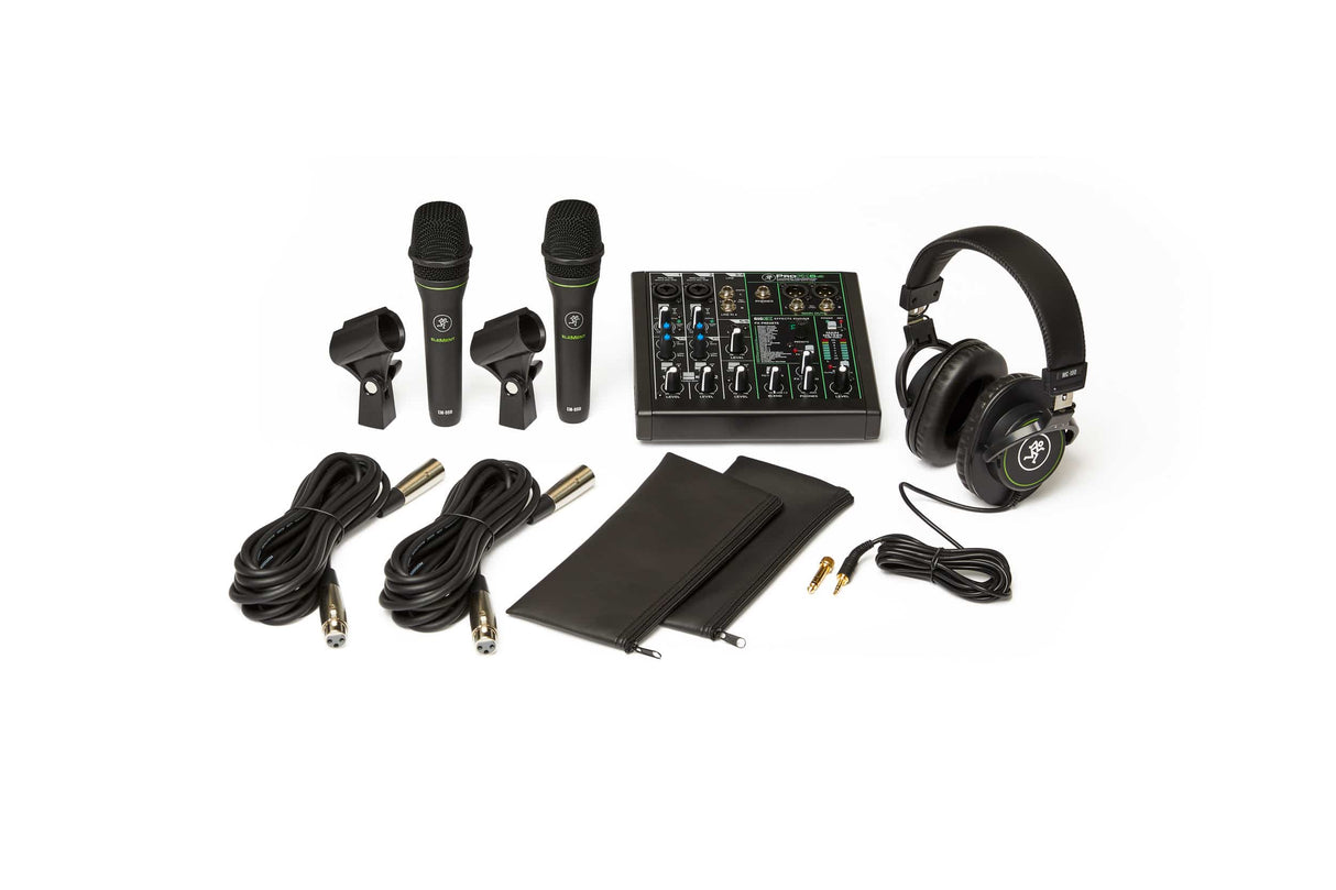 Mackie MCK-2052136-00 Peformance bundle w/ ProFX6v3 effects mixer with USB, two EM-89D dynamic mics and MC-100 headphones