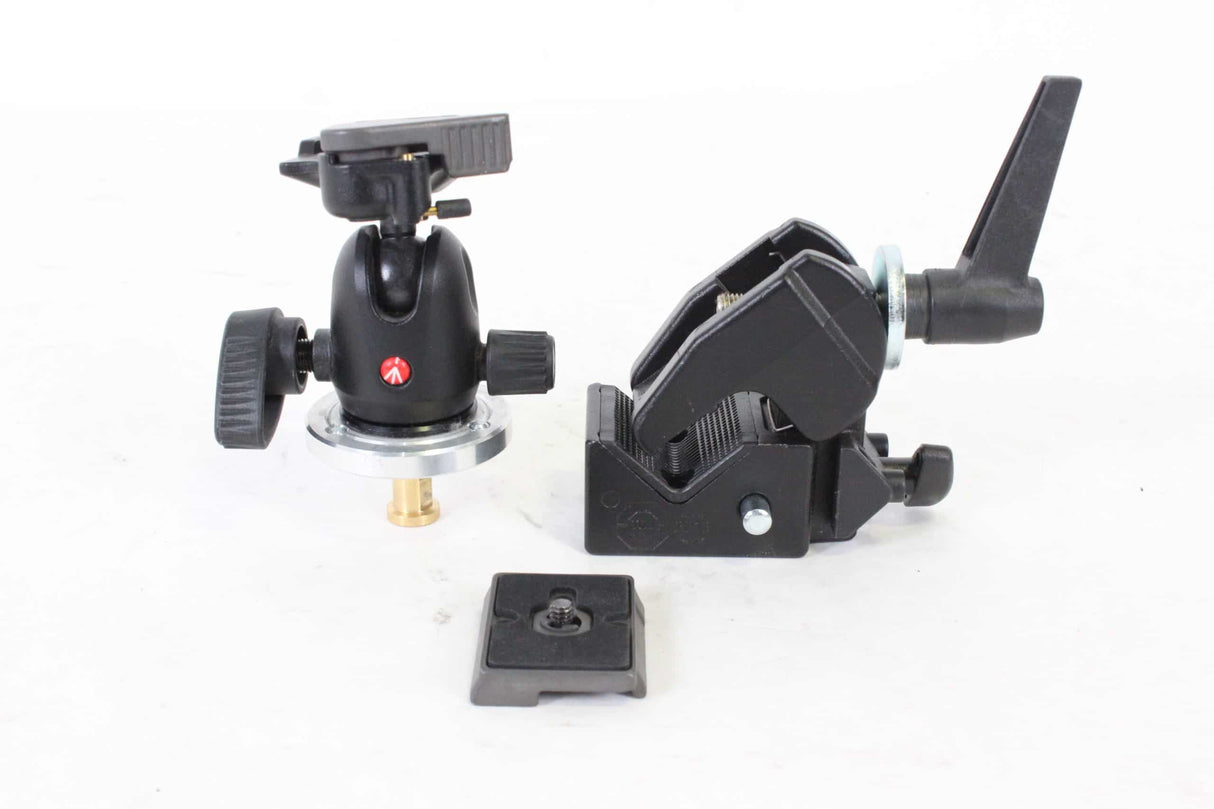 Manfrotto 494RC2 Mini Ball Tripod Head w/ RC2 Quick Release Plate & Super Clamp w/ Stud
