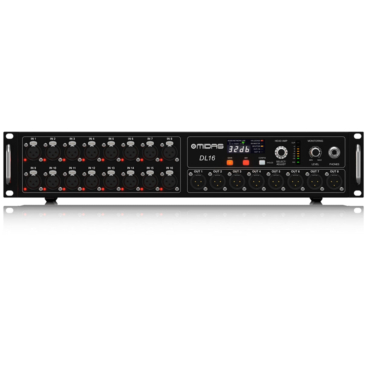 Midas DL16_US1 16 Input, 8 Output Stage Box with 16 Microphone Preamplifiers
