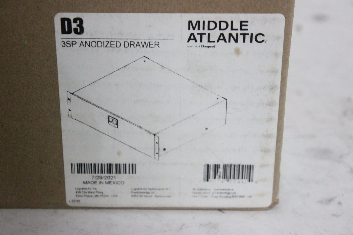 Middle Atlantic D3 3SP Anodized Heavy Duty Rack Drawer