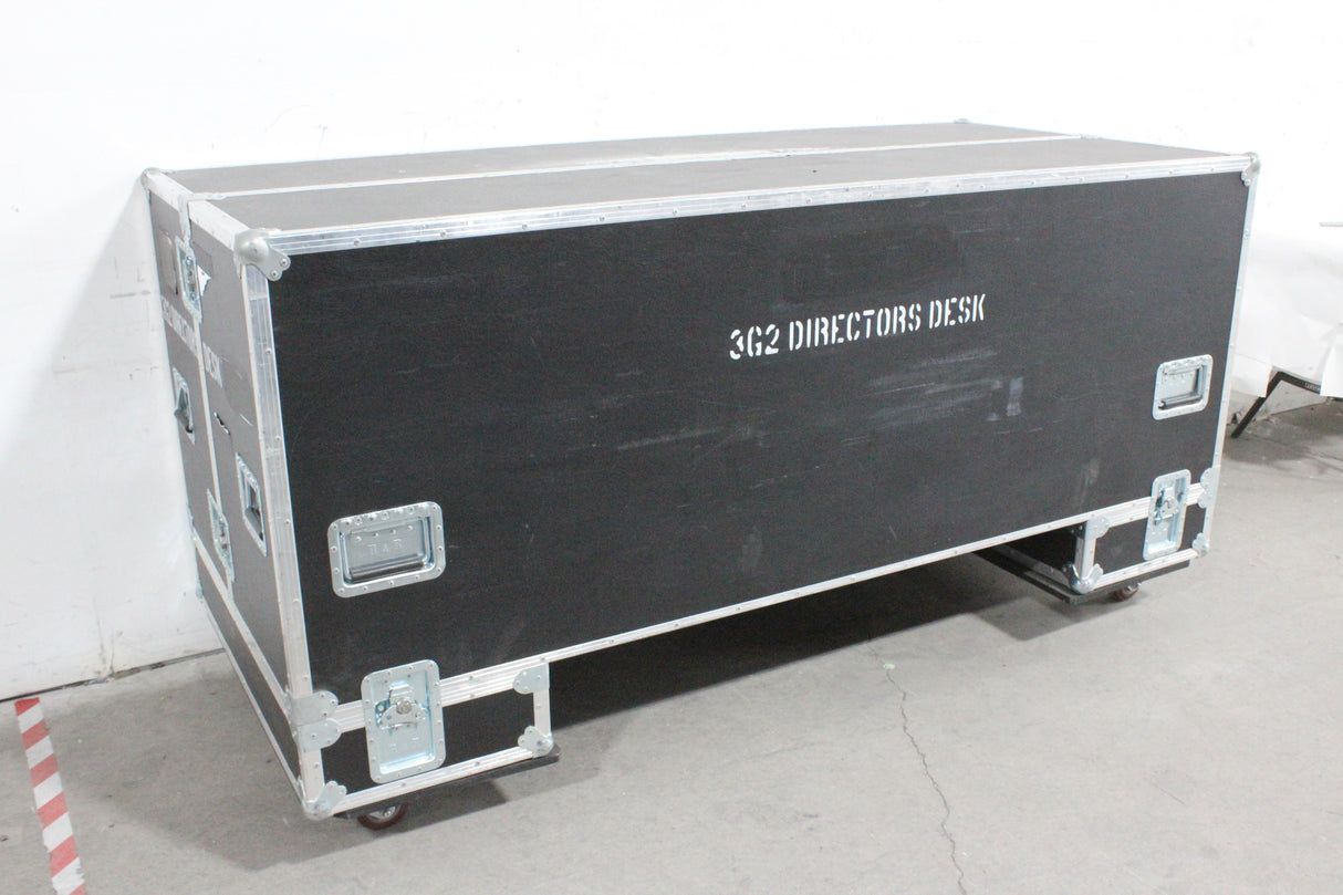 Mobile Production Desk w/ Snell & Wilcox Kahuna Digital Switcher (9648200), Snell & Wilcox Kahuna Panel (9658100), Snell & Wilcox 9648700 Monitor Display, Nevion SL-32XY-CP 32x32 Digital Audio Router RU, 2RU Double Sided Hard Case