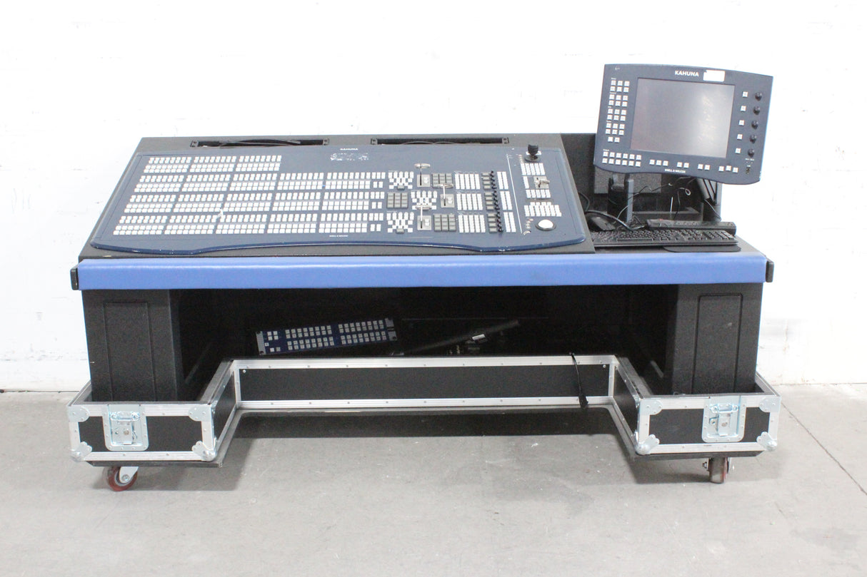Mobile Production Desk w/ Snell & Wilcox Kahuna Digital Switcher (9648200), Snell & Wilcox Kahuna Panel (9658100), Snell & Wilcox 9648700 Monitor Display, Nevion SL-32XY-CP 32x32 Digital Audio Router RU, 2RU Double Sided Hard Case
