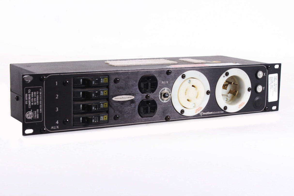 Motion Laboratories 1175-01-003-202-0002 tringer Box Breakered L21-30 In/Thru, 6x 20A Edison Duplex (Breakered @20A)