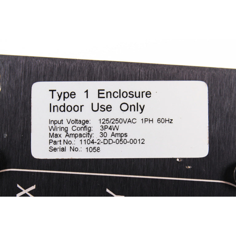 Motion Laboratories 1104-2-DD-050-0012 L14-30 In/Thru, Aux Edison Duplex @15A, (8) Edsion Duplex (Breakered @ 20A)