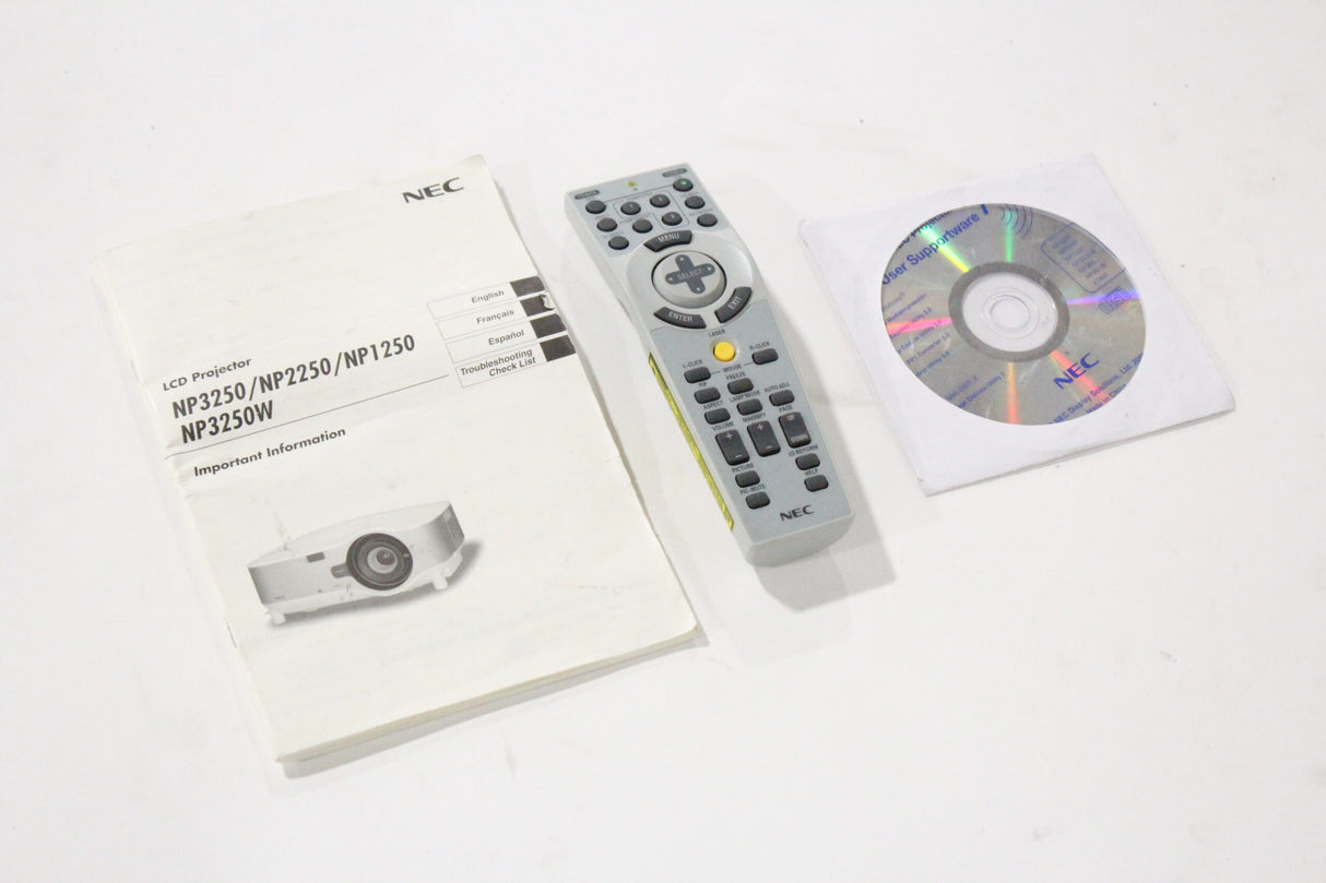 NEC NP3250W 4000 Lumens 1280x800 WXGA Conference Room Projector w/ Remote ( 1030 Lamp Hours)